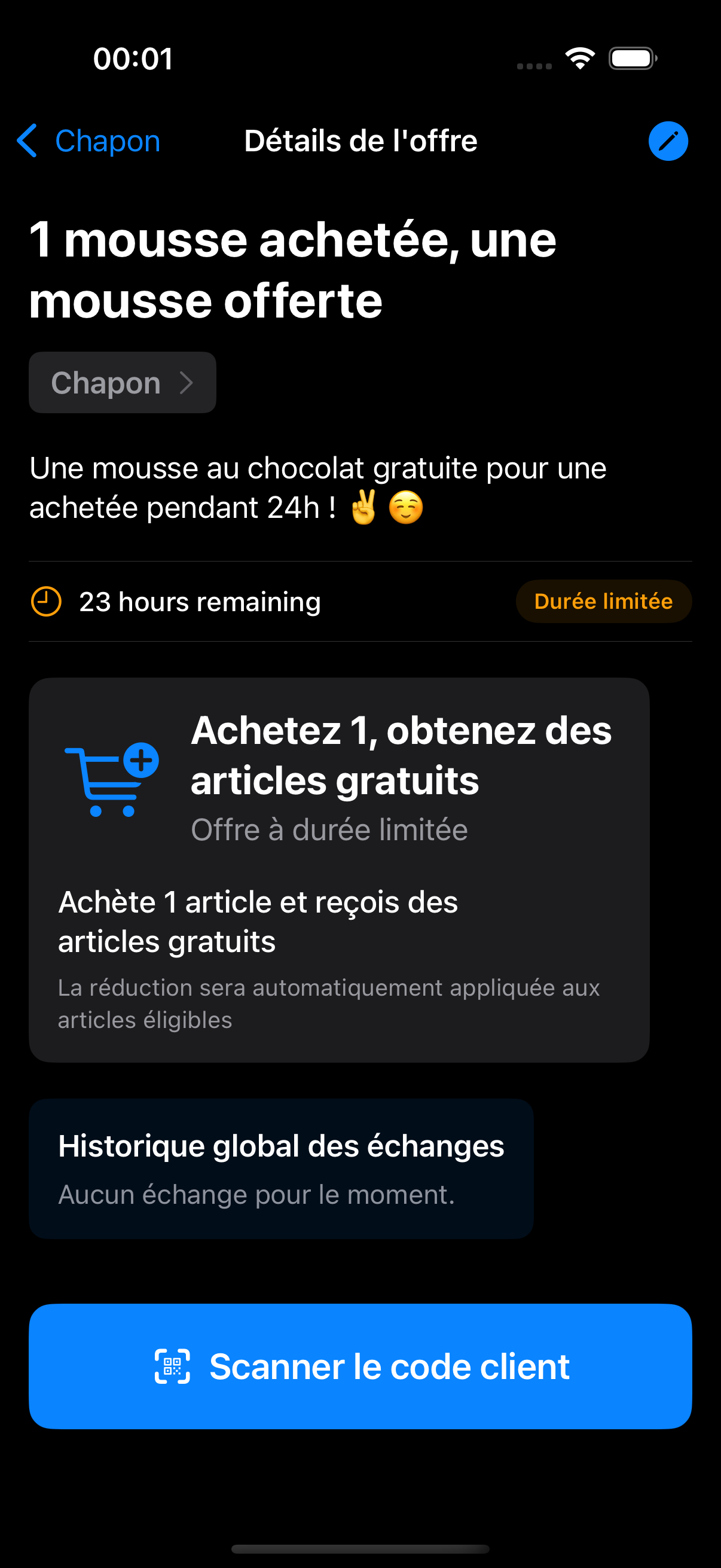 Exemple d'offre à durée limitée finalisée